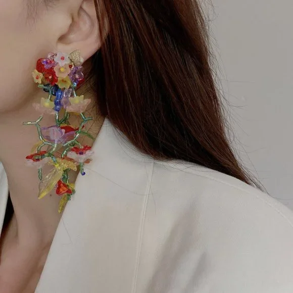 NEW! Anthro hand made flowers earrings - Picture 4 of 6